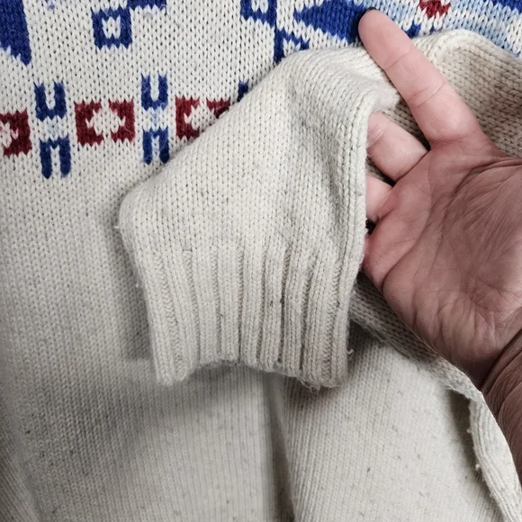 Nautica Men's Wool Blend 1/4 Button Fair Isle Snowflake Sweater Size XL - Picture 7 of 14